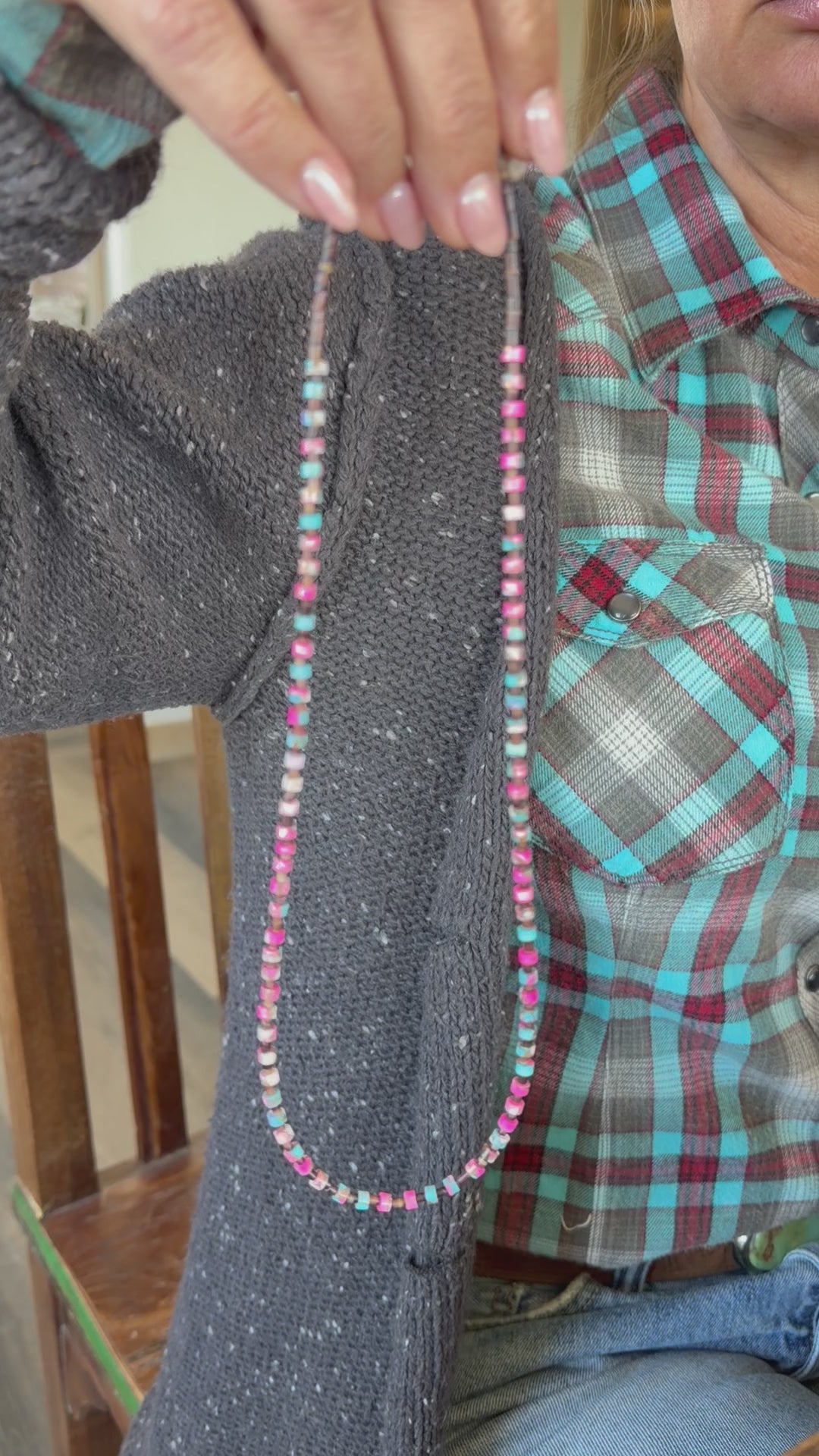 Native American Randy Garcia Handmade Cotton Candy Necklace 20”