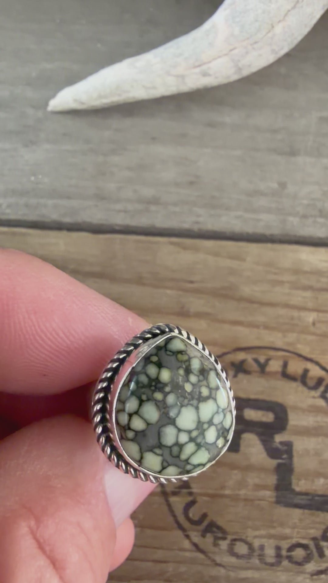 Native American Albert Jake Handmade Sterling Silver-Desert Bloom Variscite Ring Size 6