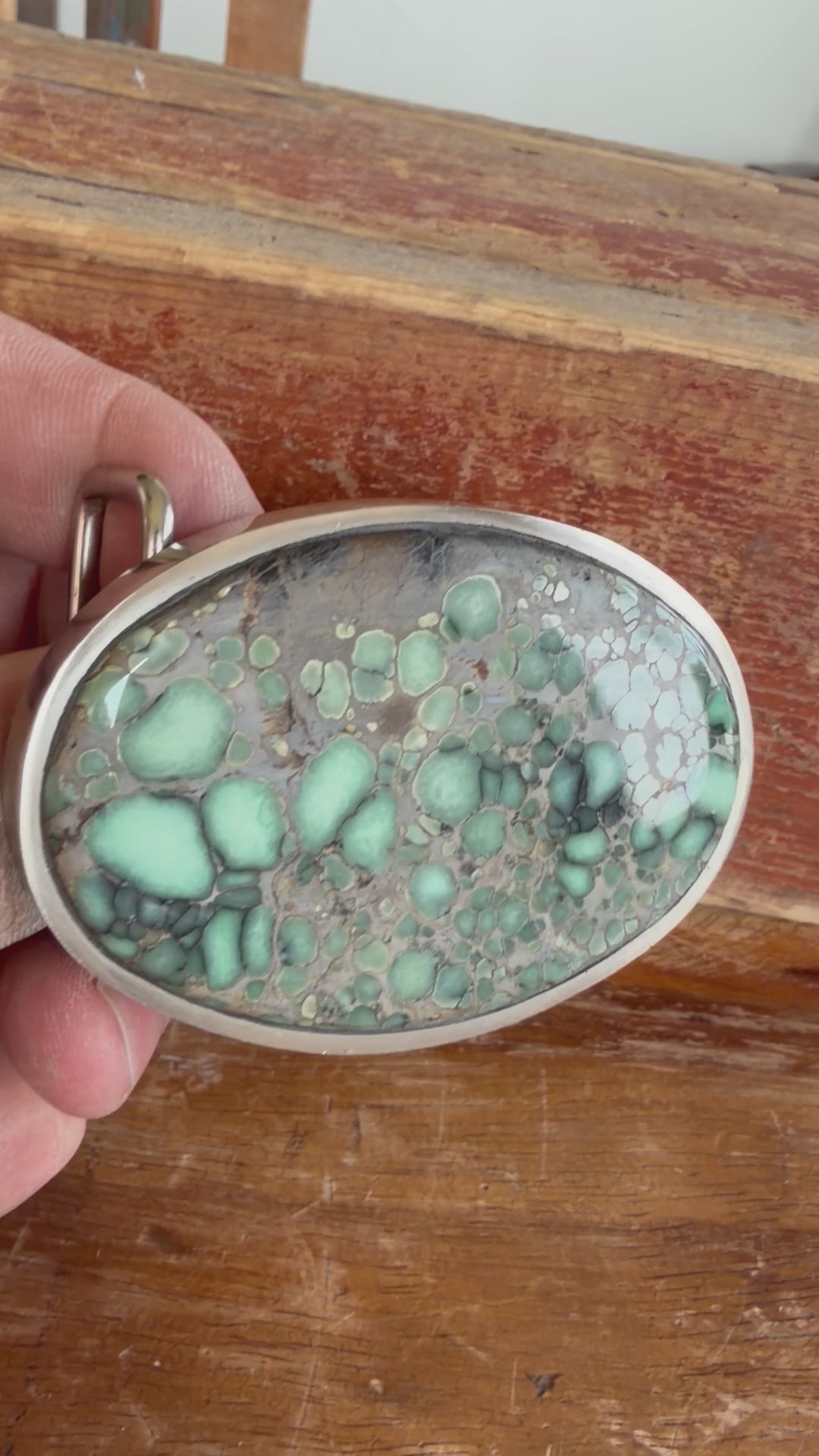 Desert Bloom Variscite Handmade Belt Buckle (Large)