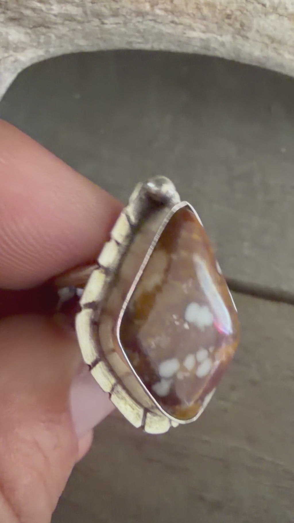 Native American Chaz Clayton Tsosie Handmade Sterling Silver-Wildhorse Variscite Ring Size 6