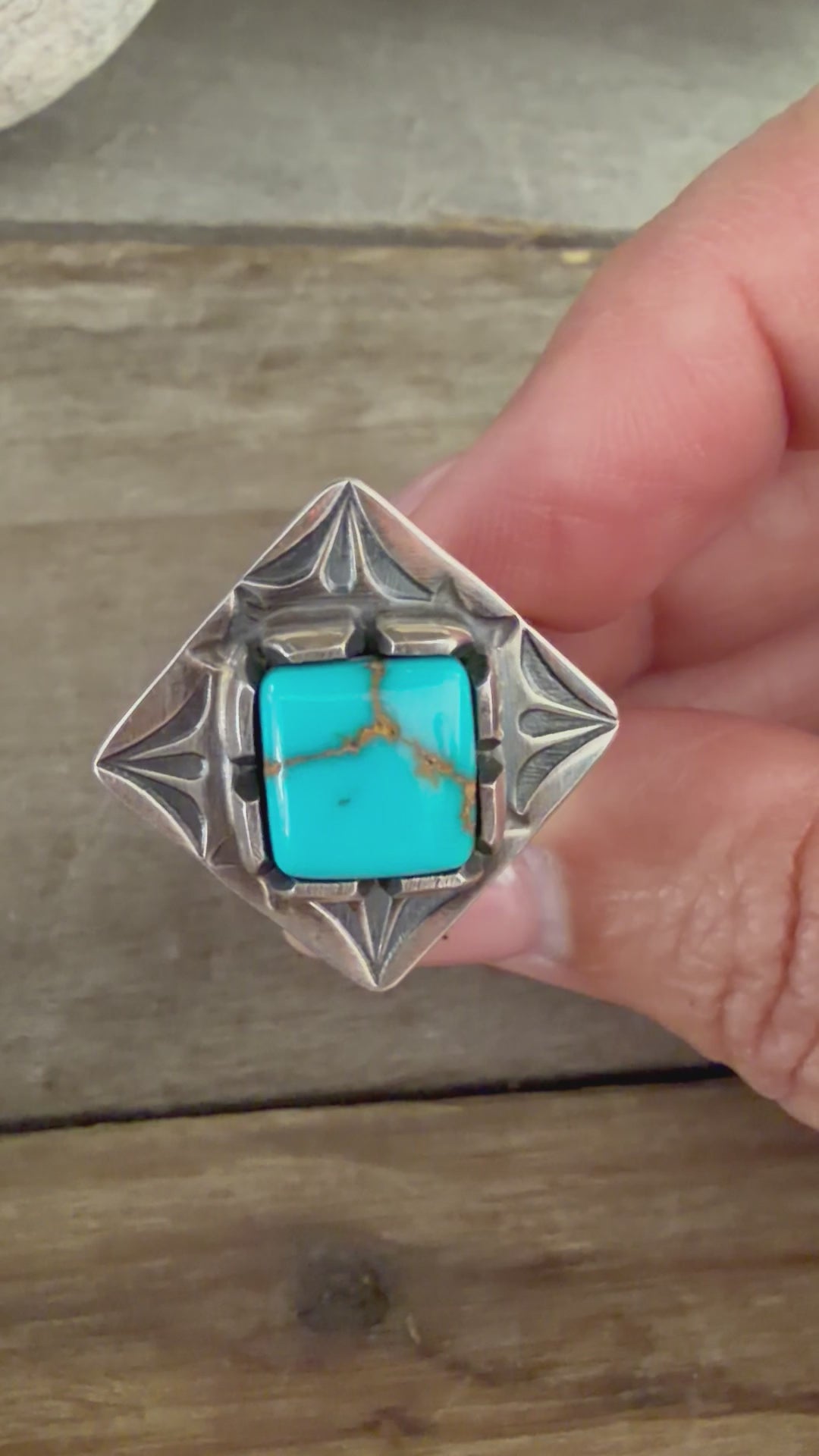 Handmade Sterling Silver Lone Mountain Turquoise Custom Ring Size 7 (non-native)