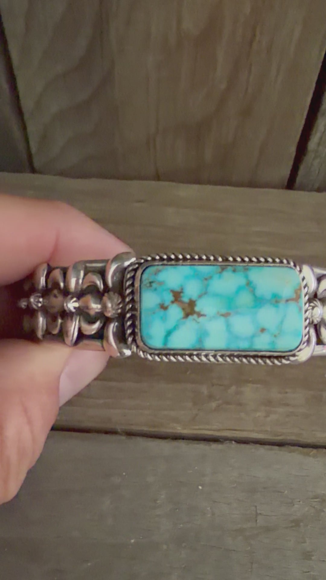 Native American Darryl Becenti Handmade Men’s  Sterling Silver -Kingman Water Web TurquoiseCuff