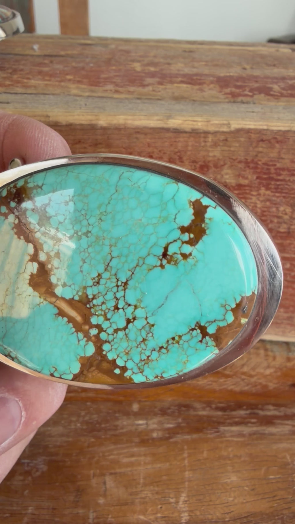 Number 8 Turquoise Handmade Belt Buckle (Medium)