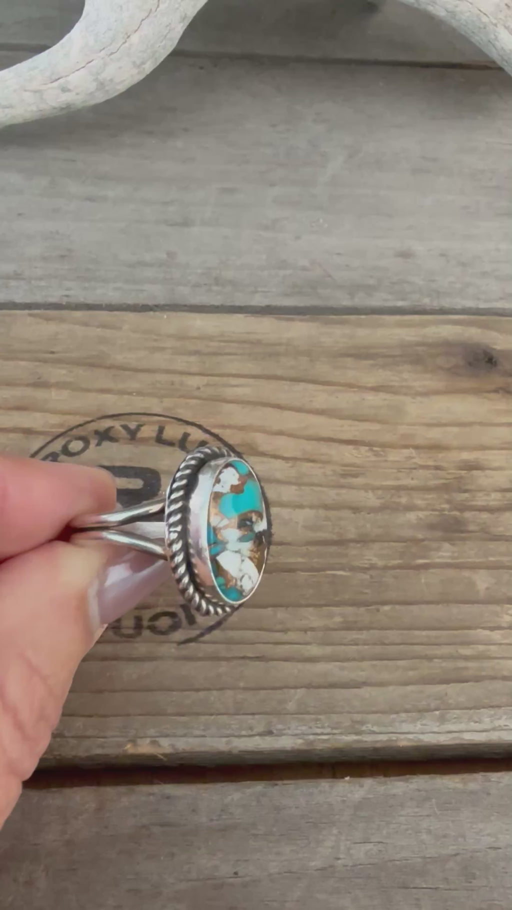 Authentic Native American Handmade Sterling Silver and Mojave Adjustable Ring