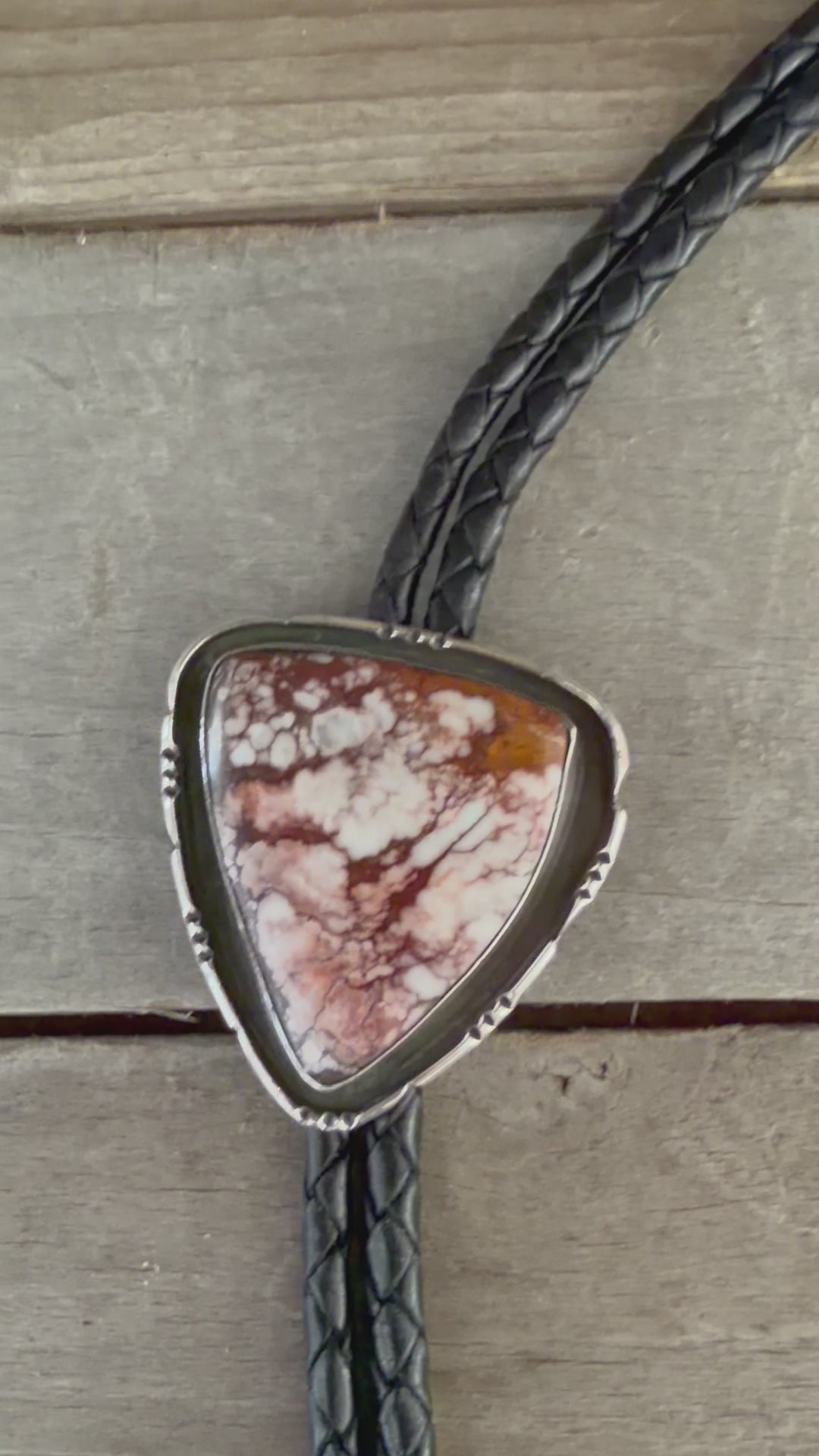 Native American Handmade Wild-horse Variscite Sterling Silver Bolo Tie