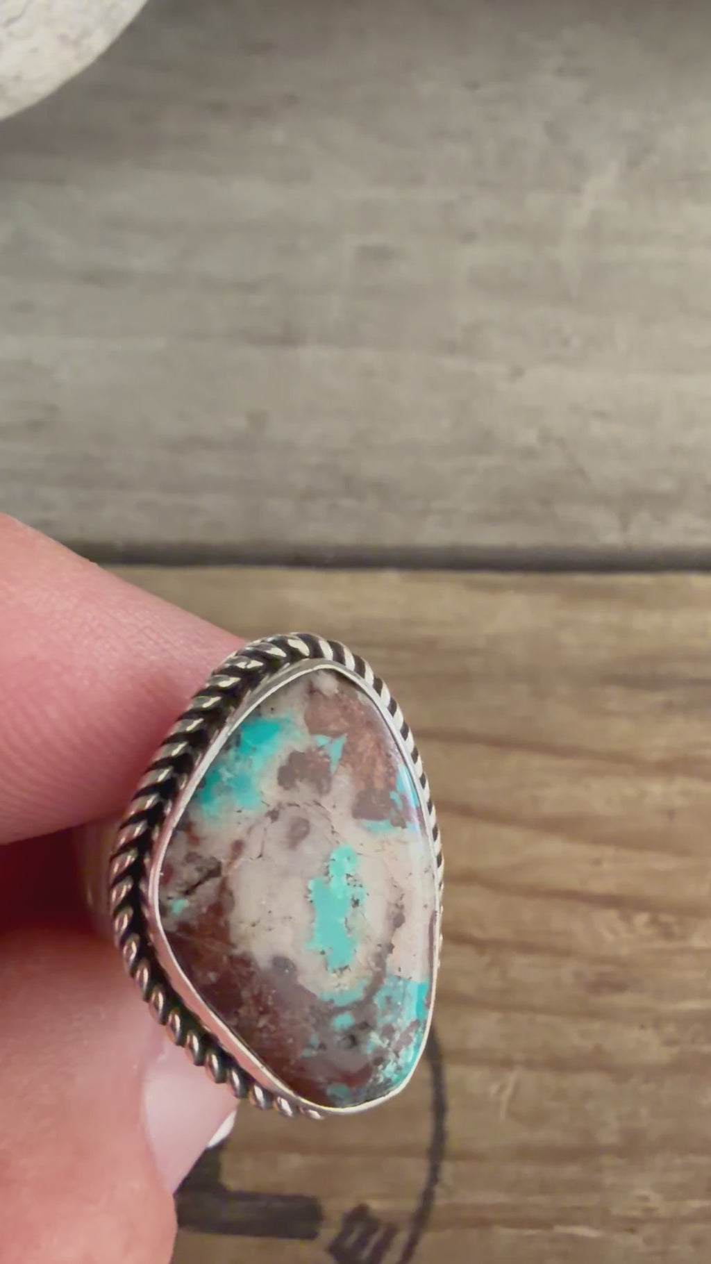 Native American 🇺🇸 Albert Jake Handmade Sterling Silver-Bisbee Turquoise Ring Size 7