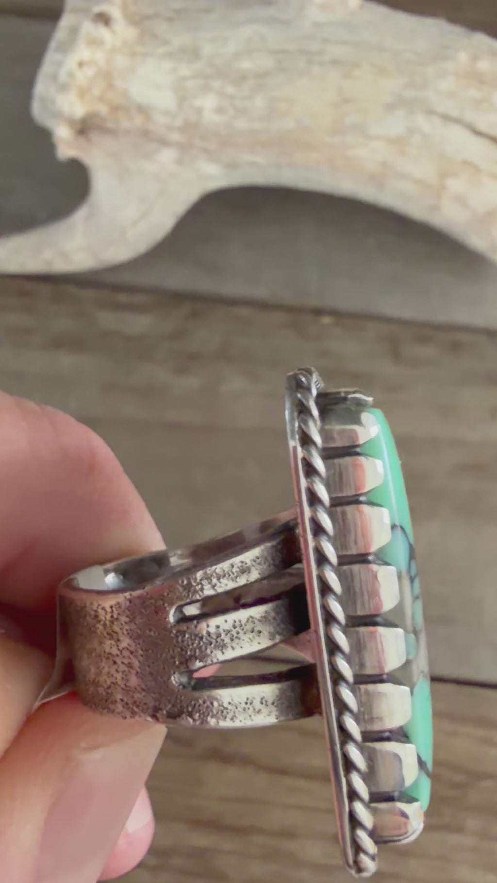 Handmade Sterling Silver Desert Bloom Variscite Ring (non-native) by TV Custom Silver Size 8