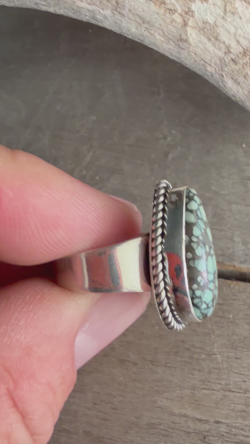 Native American Albert Jake 🇺🇸Handmade Sterling Silver-Deaert Bloom Variscite Ring Size 9