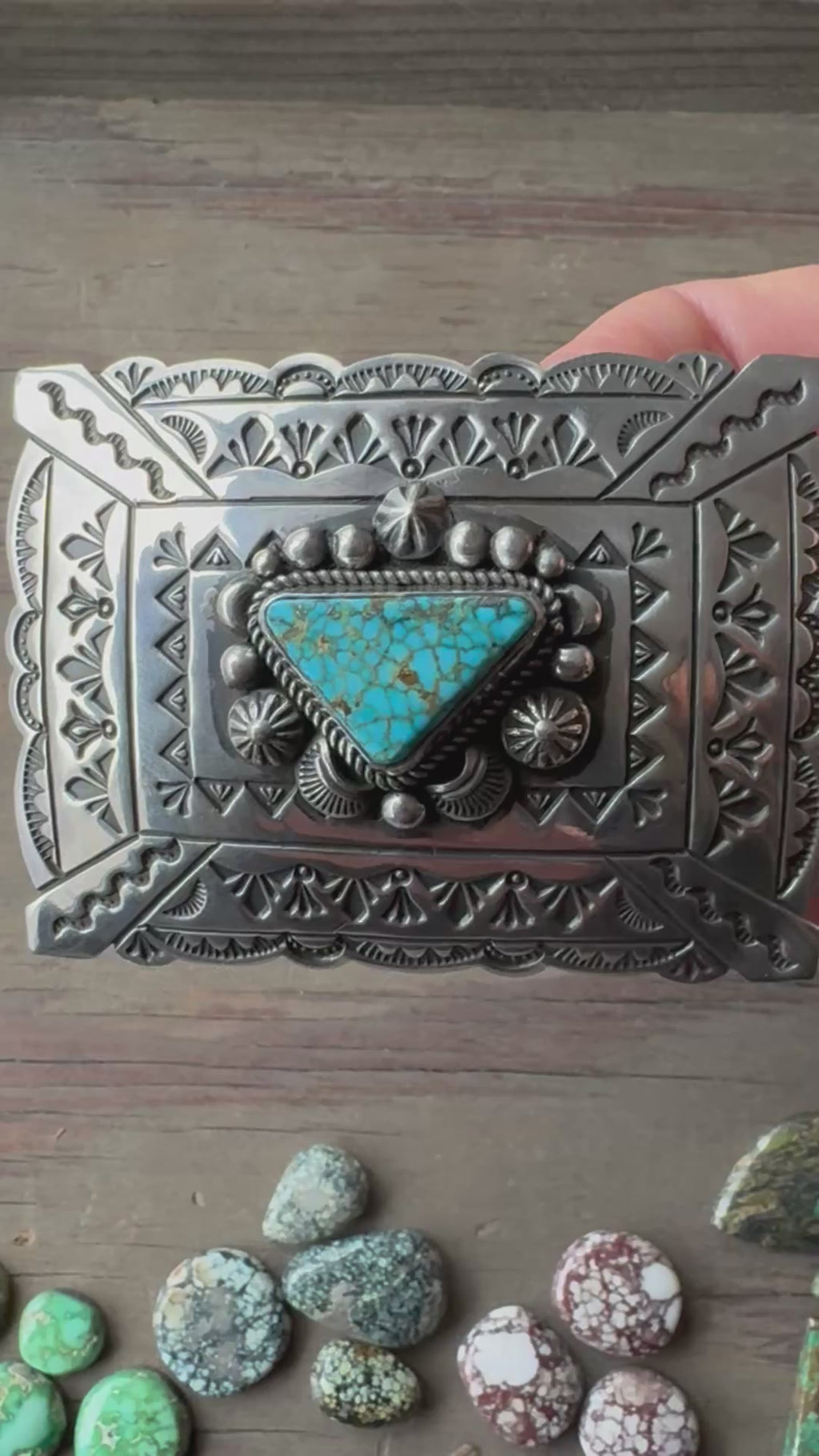 Albert Jake Handmade Sterling Silver Kingman Turquoise Belt Buckle 🇺🇸