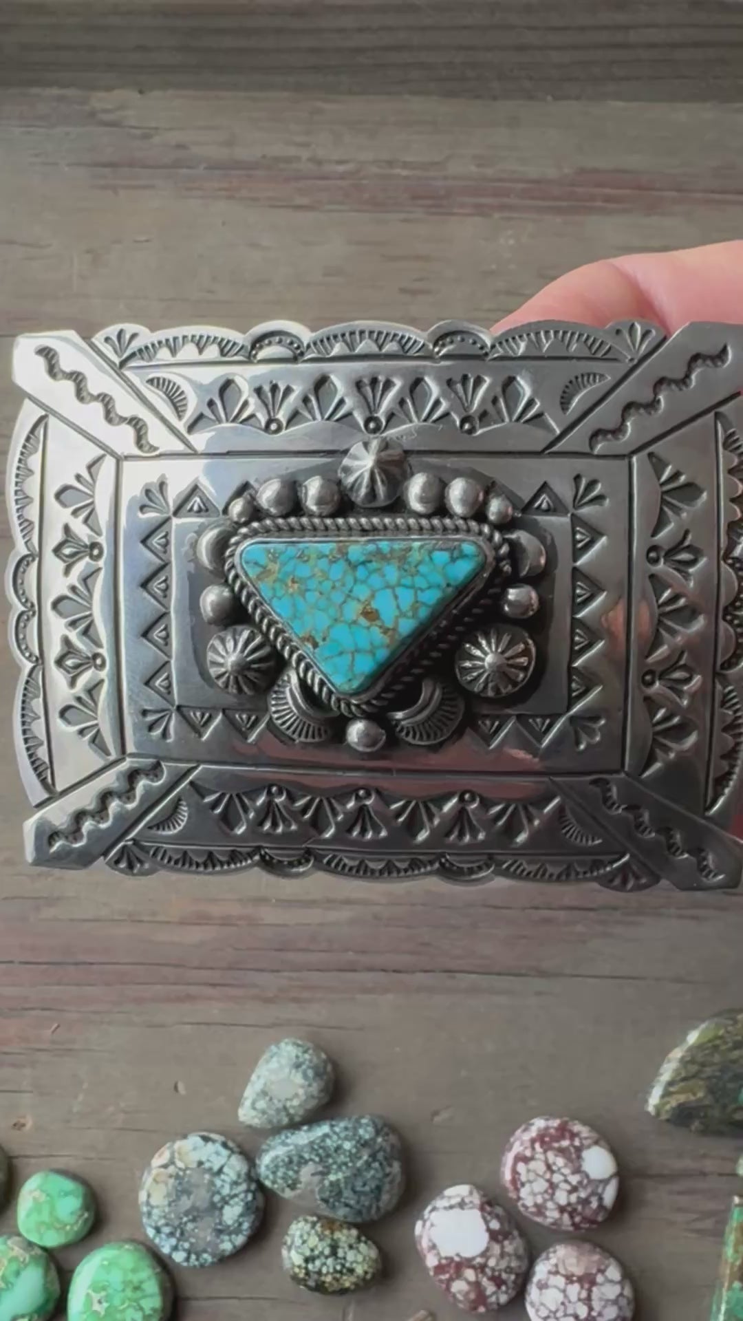 Albert Jake Handmade Sterling Silver Kingman Turquoise Belt Buckle 🇺🇸