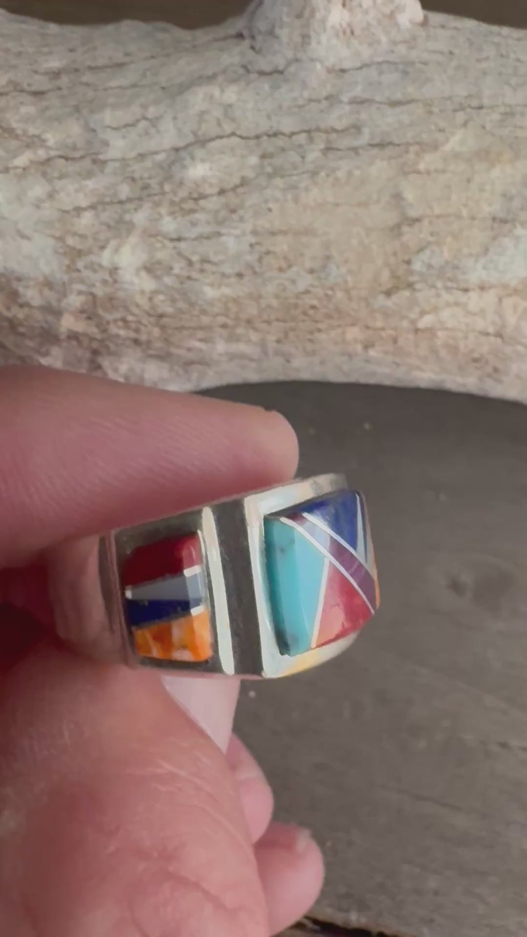 Calvin Begay Zuni Inlay Handmade Ring
