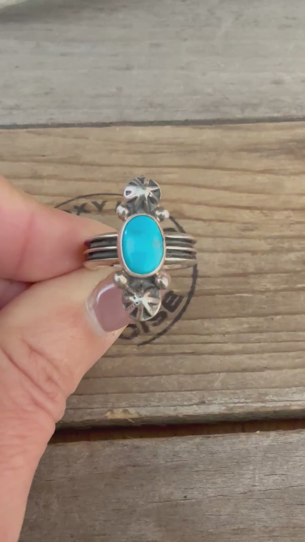 Authentic Native American Handmade Sterling Silver and Turquoise Ring size 6