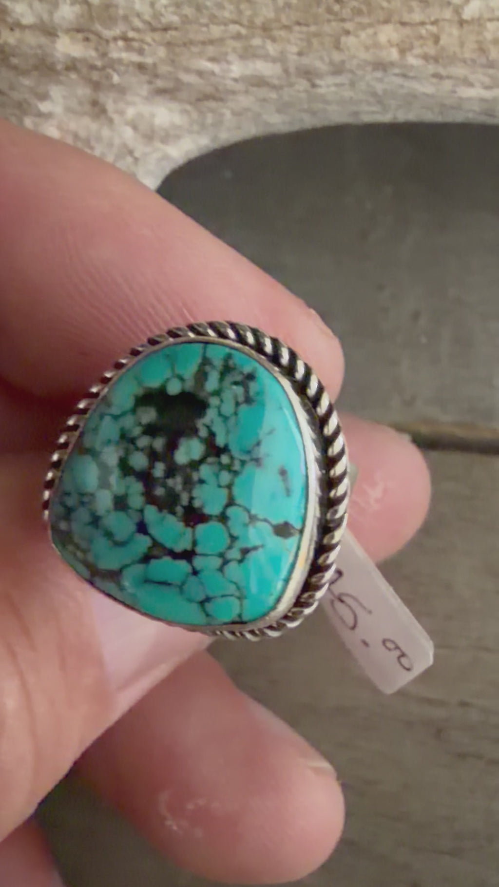 Native American 🇺🇸 Albert Jake Handmade Egyptian Turquoise-Sterling Silver Ring Size 8.25