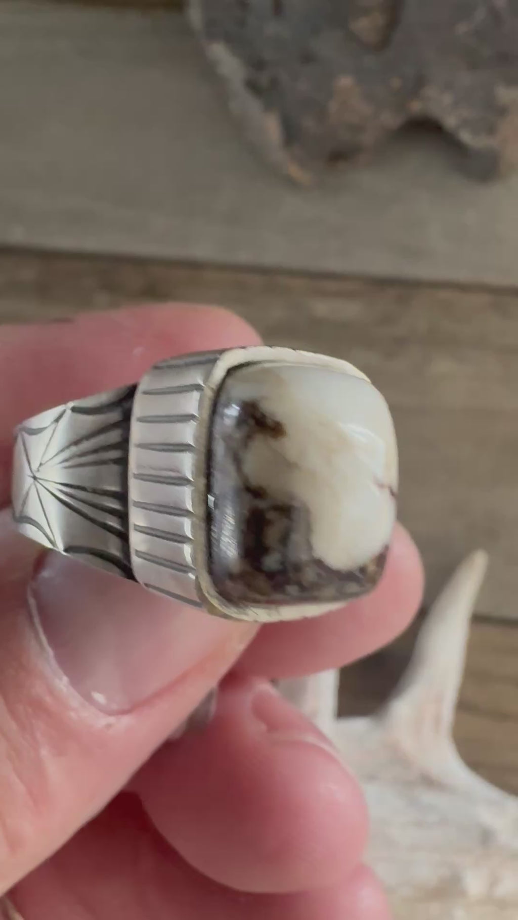 Authentic Native American Handmade Sterling Silver and Wild Horse Ring size 9.
