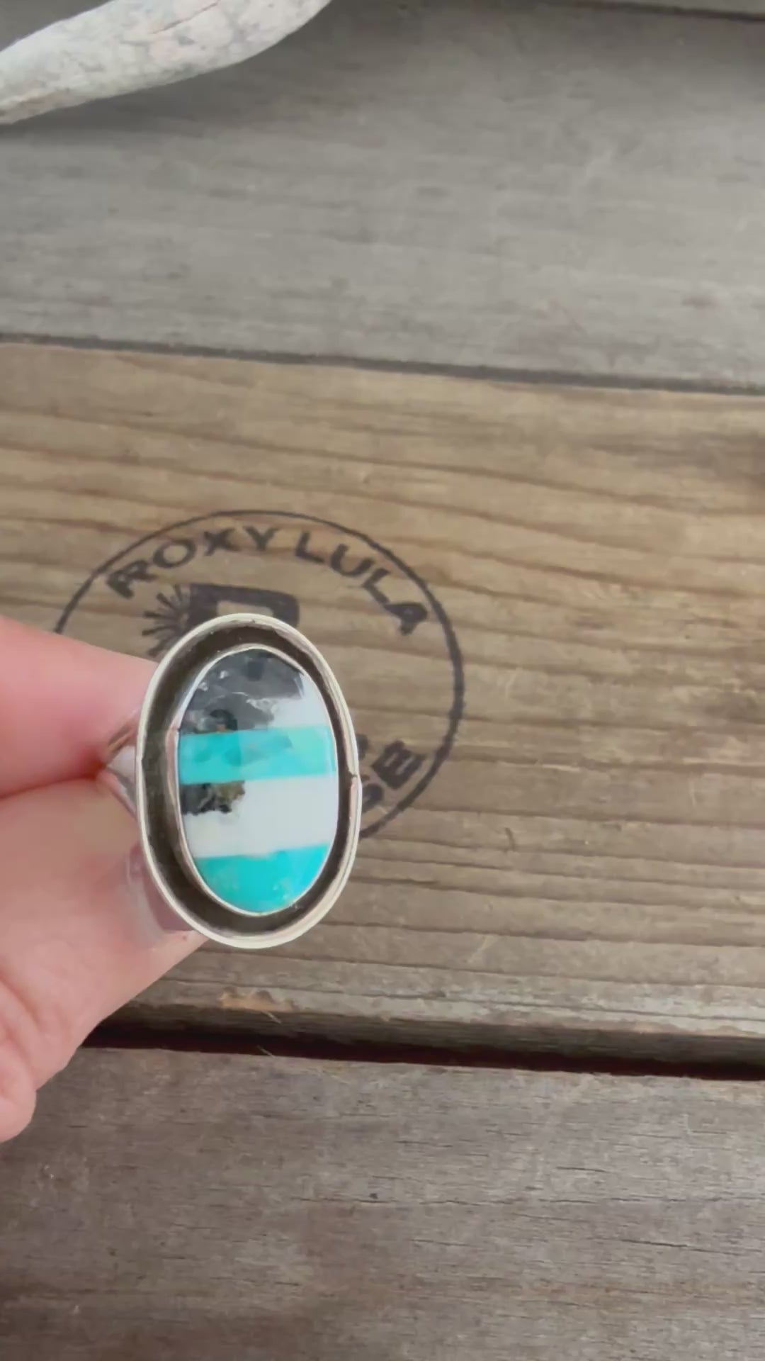 Authentic Native American Handmade Sterling Silver, Turquoise, and White Buffalo Ring size 5 1/2