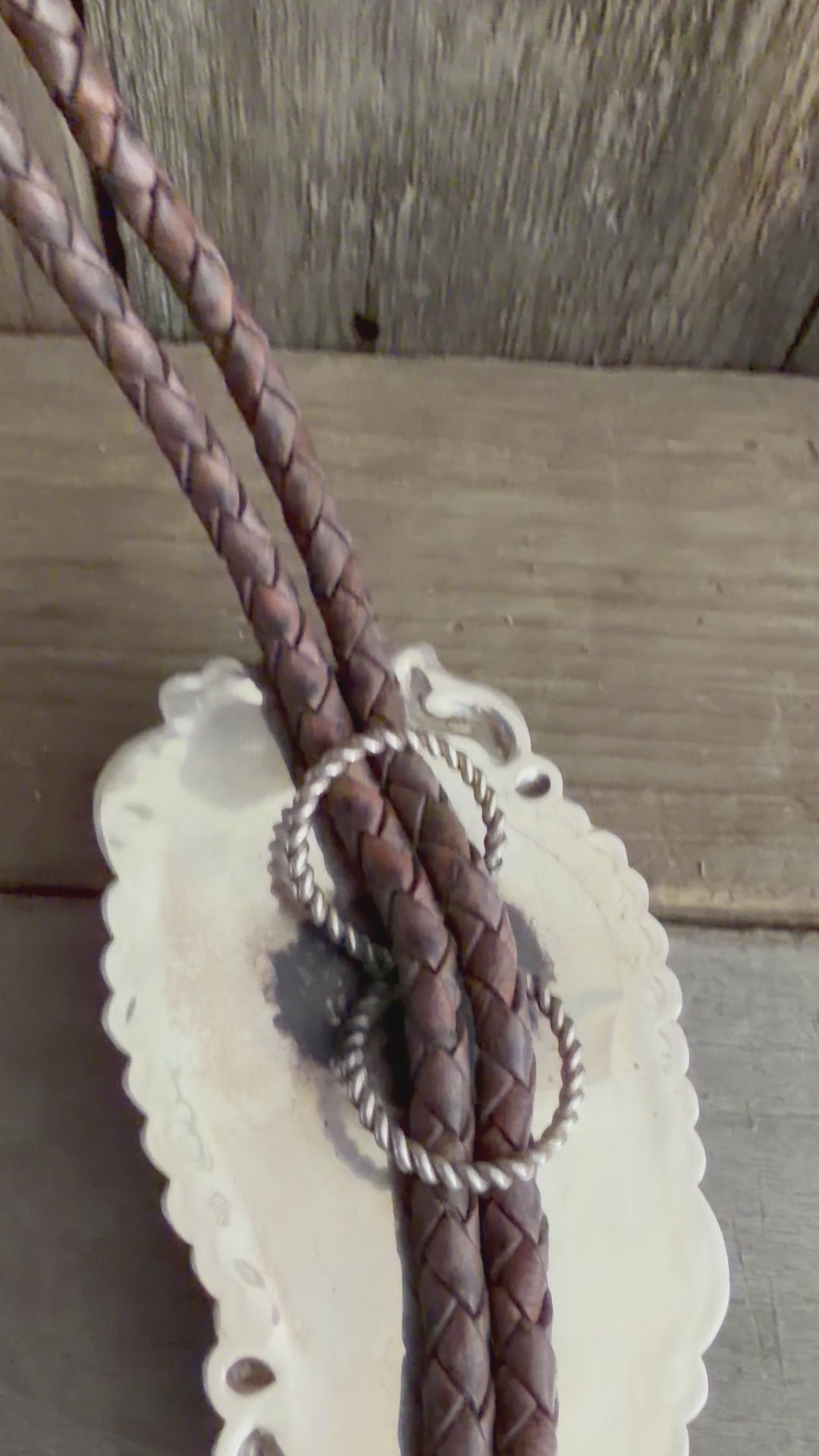 Native Randy Begay Handmade Sterling Silver Blue Lavender Large Bolo Tie 12MM Large Leather w/Large Sterling Tips.