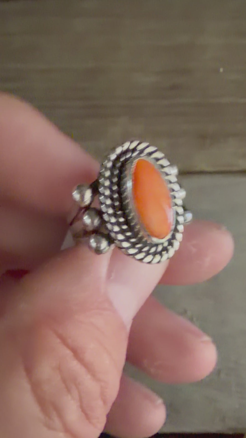 Native American Linda Yazzie Handmade Sterling Silver-Spiny Oyster Ring Size 8