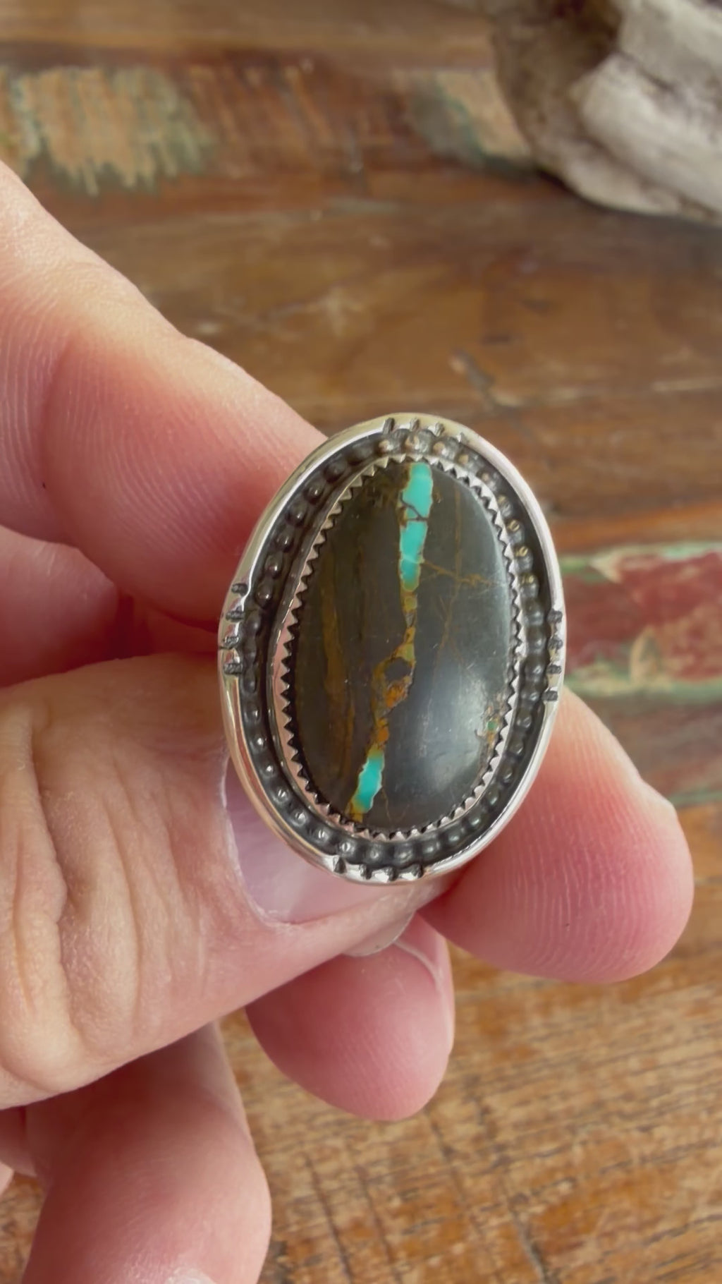 Native American Handmade Sterling Silver Blackjack Ring Size 6.75