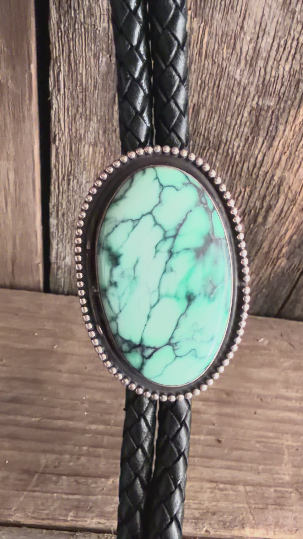 Native American Handmade Emerald Rose Variscite Bolo Tie