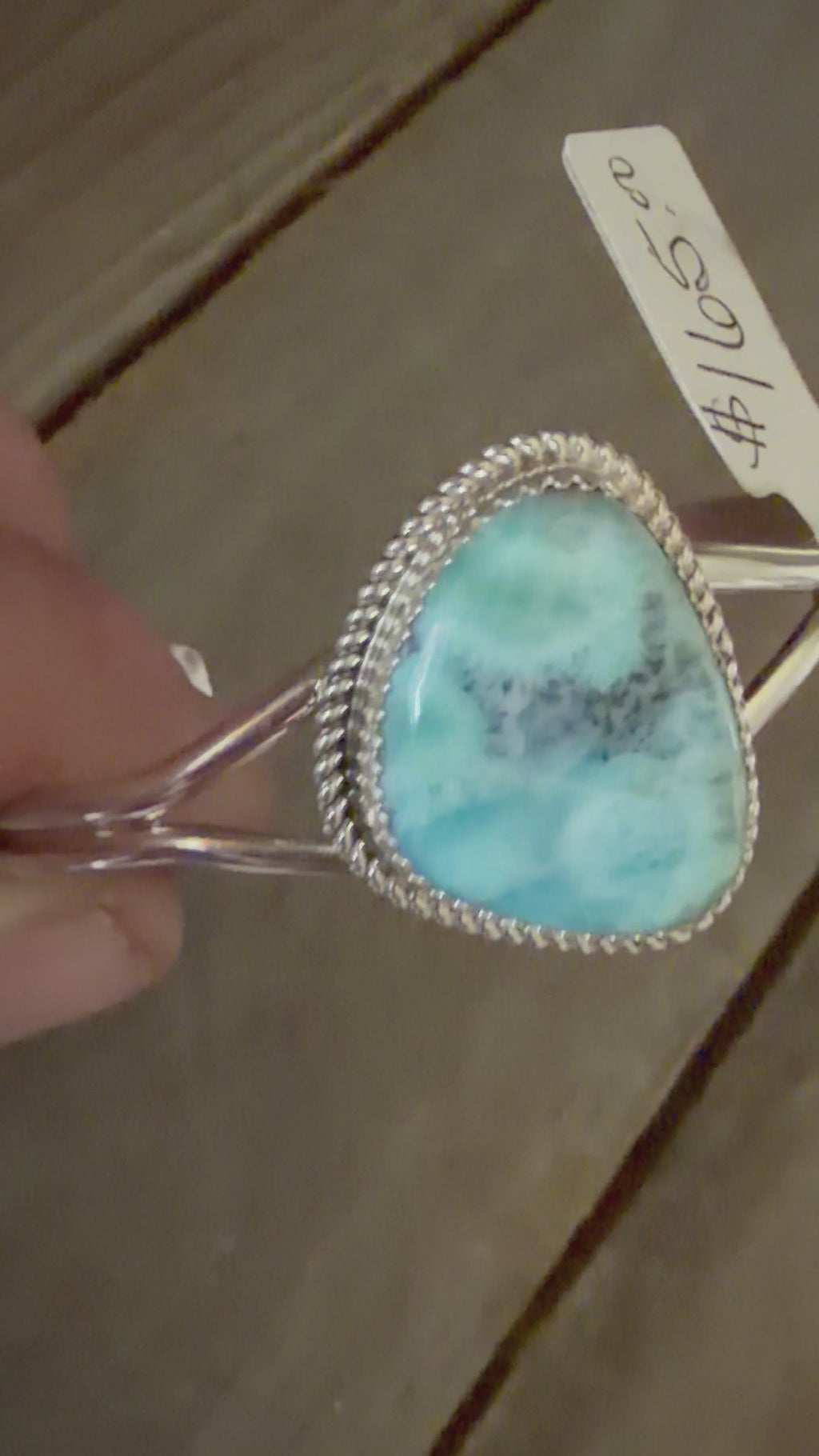 Native American Handmade Larimar Sterling Silver Bracelet