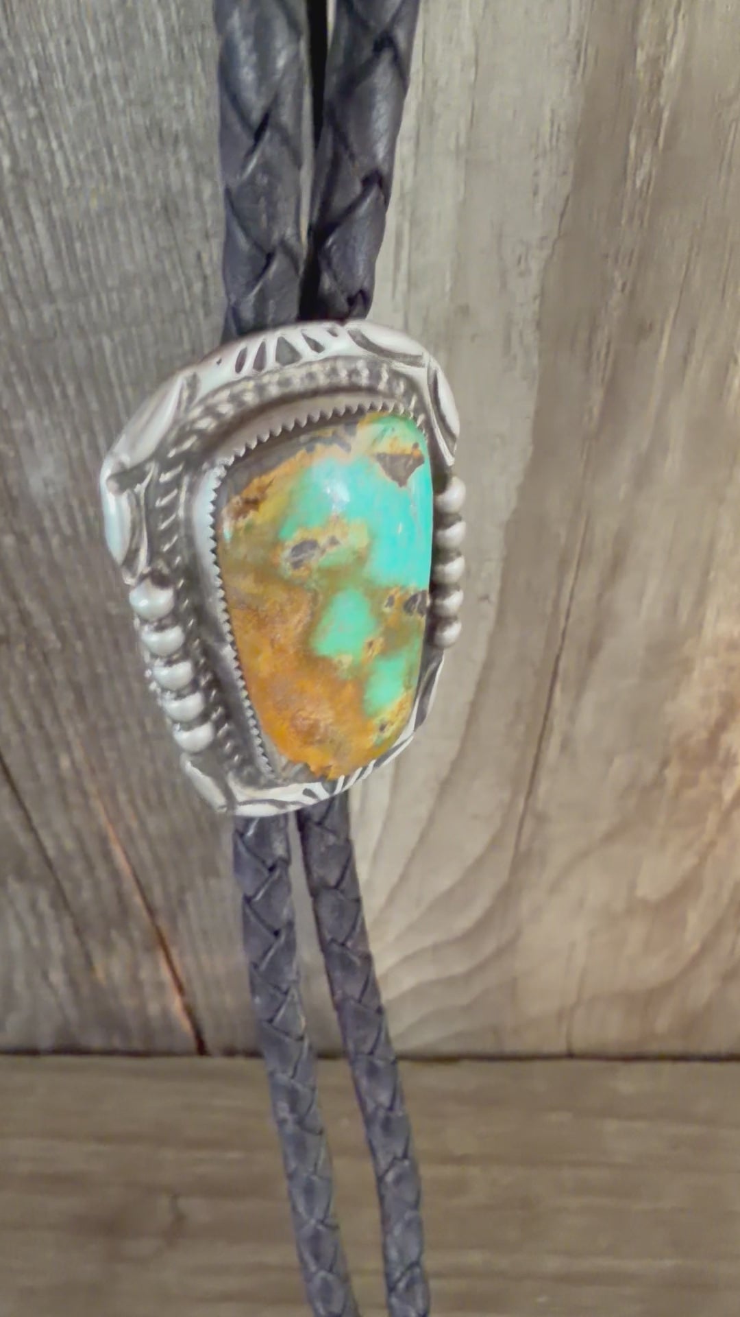 Native American Handmade Royston Turquoise Sterling Silver Bolo Tie