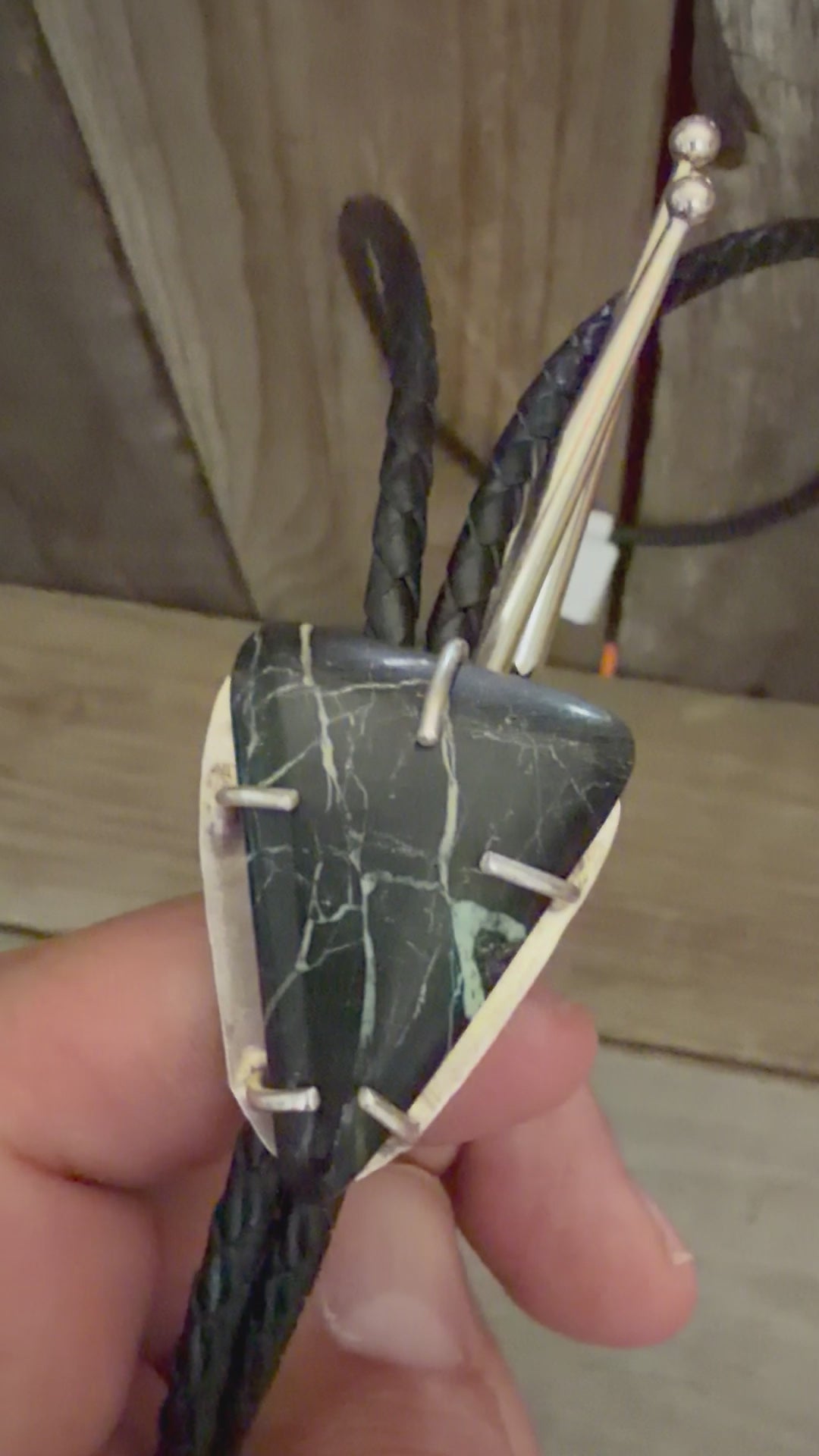 Handmade Sterling Silver San Pedro Variscite Bolo Tie
