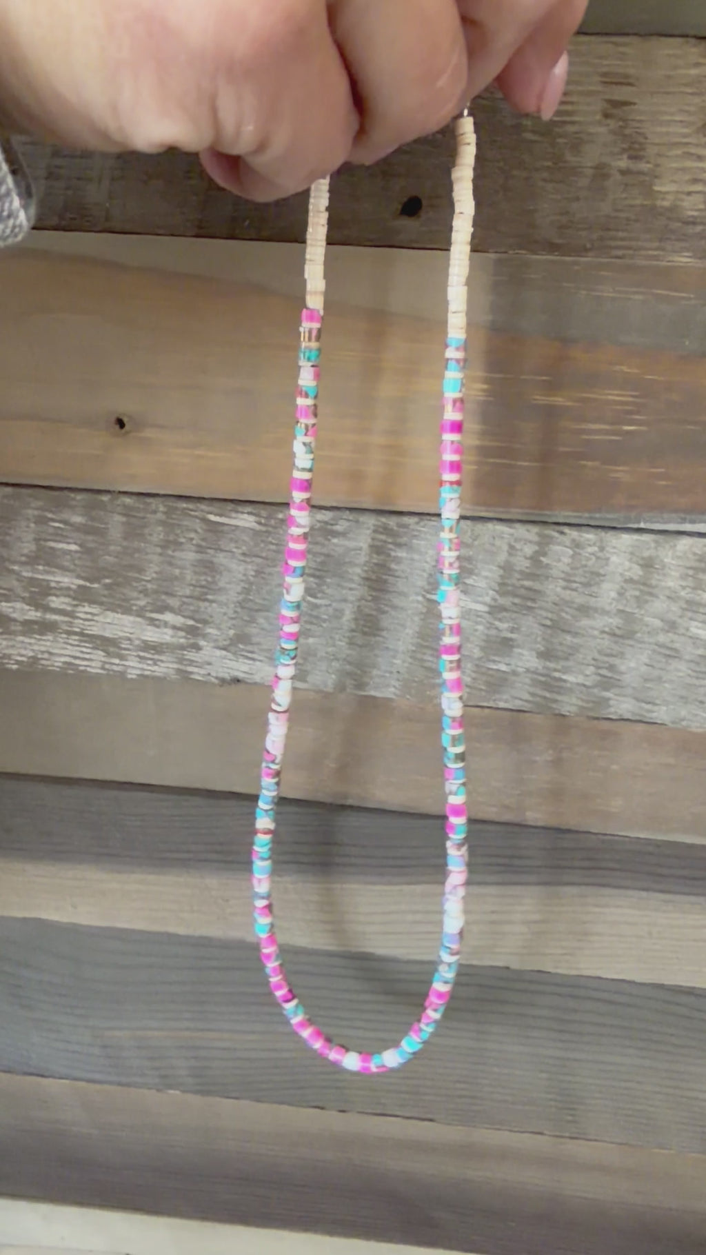 Native American Randy Garcia Handmade Cotton Candy Necklace 18”